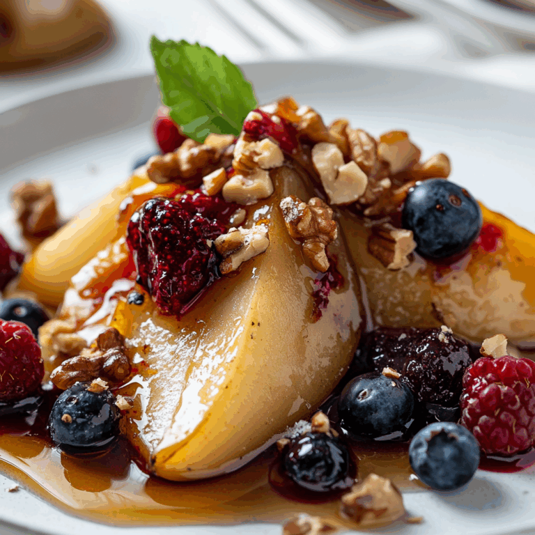 Delicious Baked Pears with Berries, Honey, Walnuts &amp; Blue Cheese Recipe