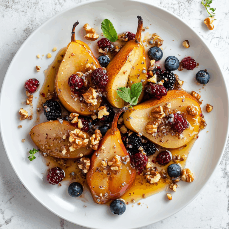 Delicious Baked Pears with Berries, Honey, Walnuts & Blue Cheese Recipe