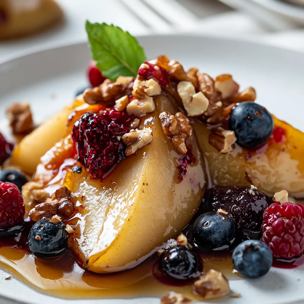 Delicious Baked Pears with Berries, Honey, Walnuts &amp; Blue Cheese Recipe