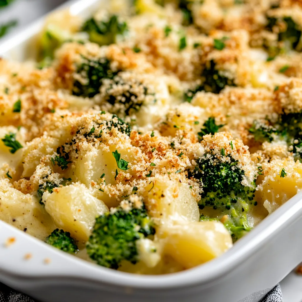 Creamy Vegan Potato Broccoli Casserole | Easy Gluten-Free Recipe