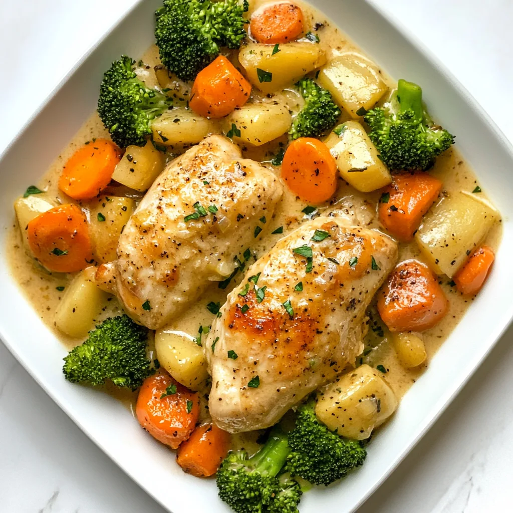 Crockpot Creamy Garlic Chicken and Veggies