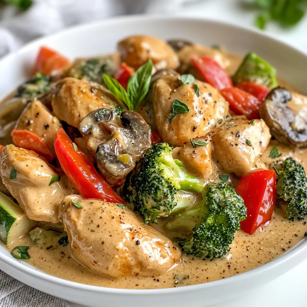 Crockpot Creamy Garlic Chicken and Veggies Recipe | Easy Slow Cooker Meal