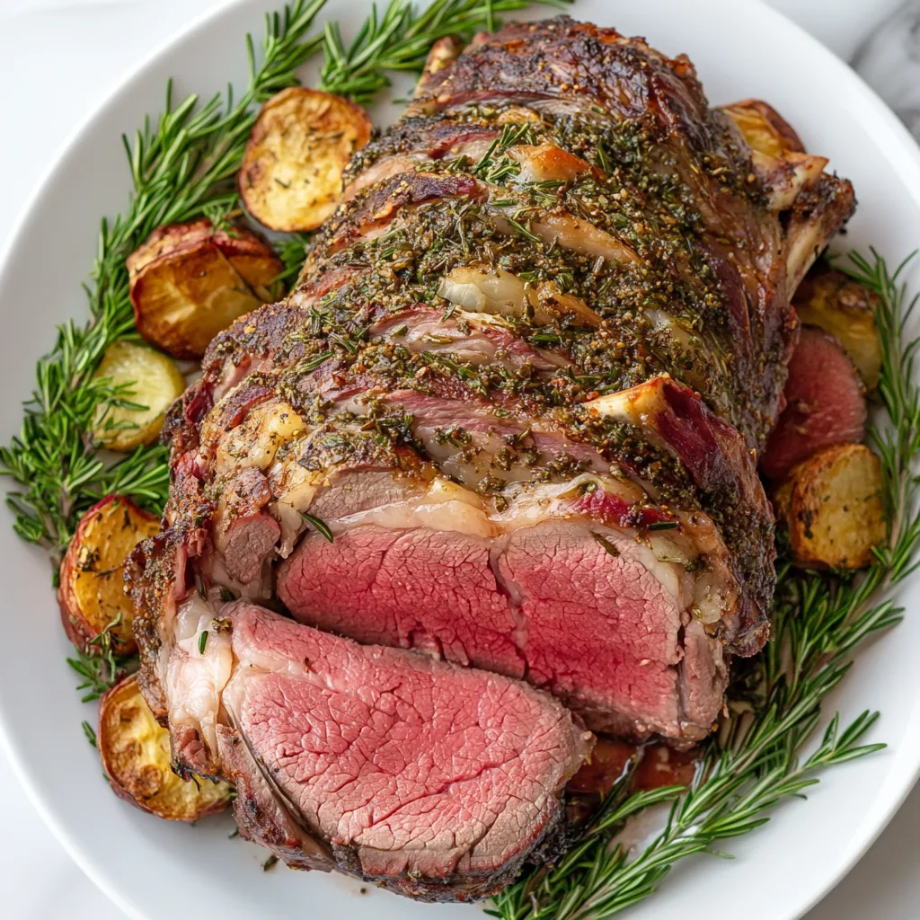 Herb-Crusted Prime Rib Roast Recipe | Juicy &amp; Flavorful Holiday Beef Roast