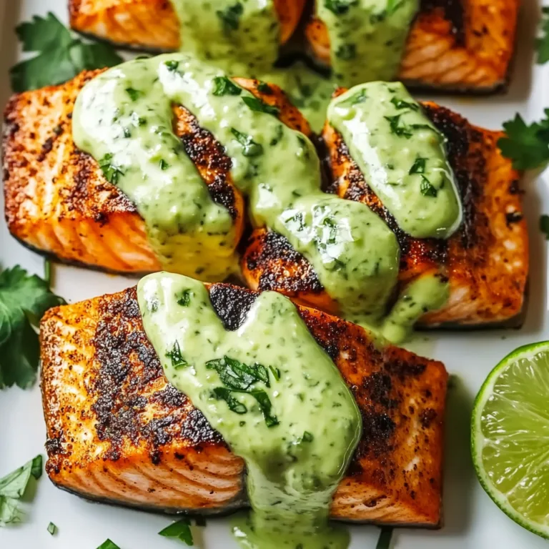 Baked Cajun Salmon with Creamy Avocado Lime Sauce | Easy Healthy Recipe