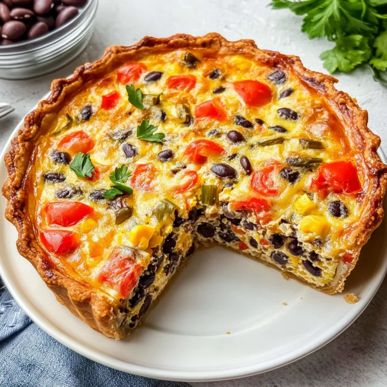 Delicious Black Bean &amp; Pepper Jack Quiche Recipe | Easy &amp; Flavorful Breakfast