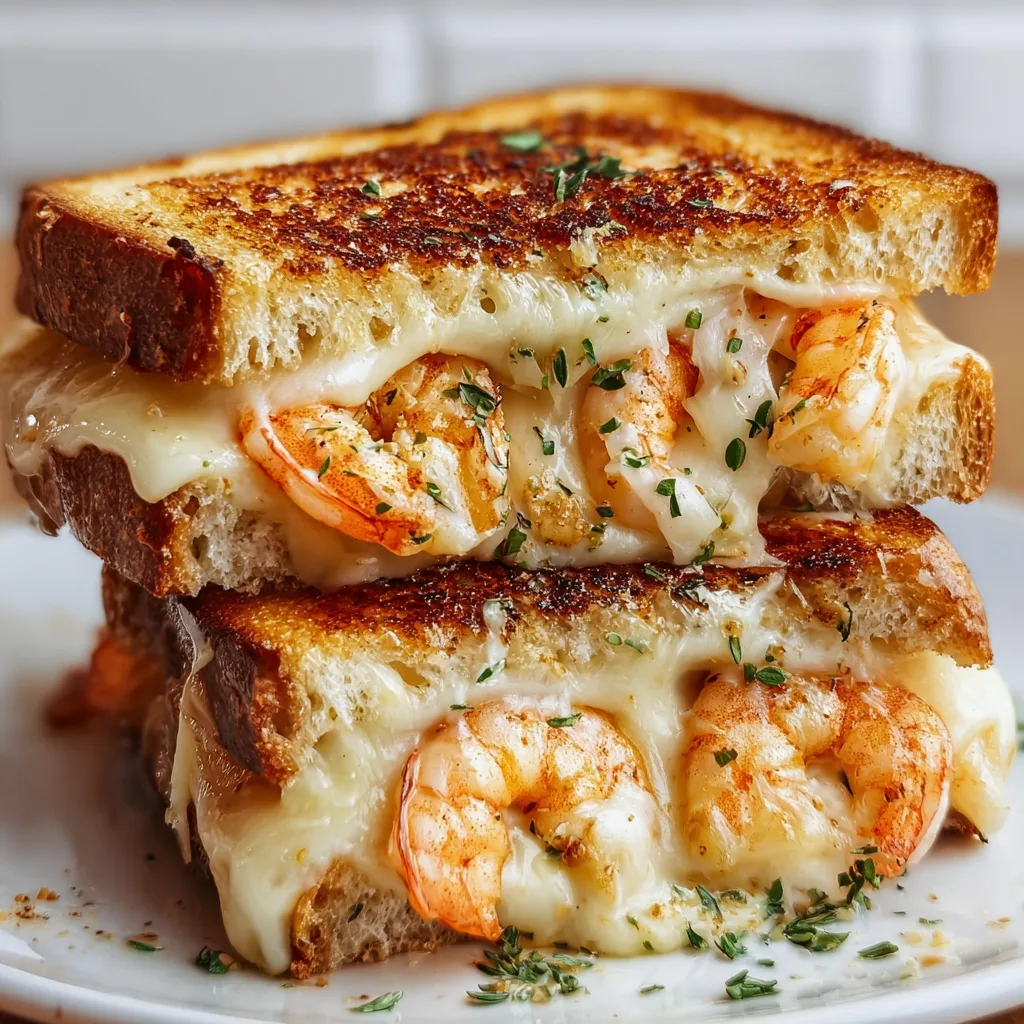 Cheesy Garlic Shrimp Grilled Cheese | Delicious Seafood Sandwich Recipe