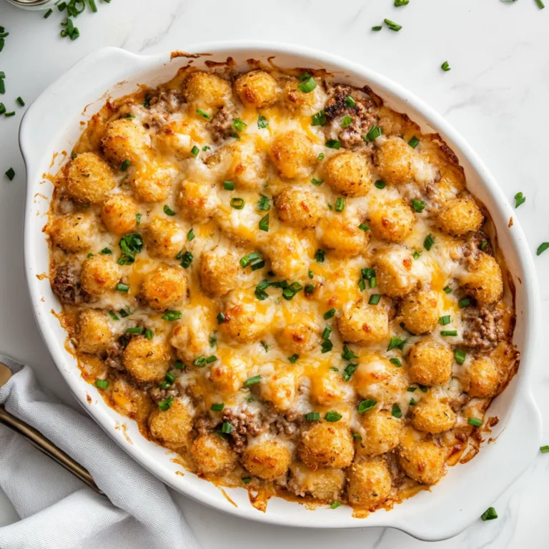 Cheesy Hamburger Tater Tot Casserole Recipe | Easy Comfort Food Dinner