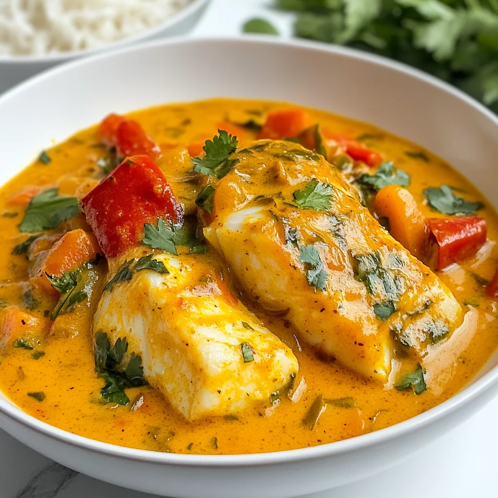 Cozy Crockpot Coconut Fish Curry with Tender Cod &amp; Fresh Vegetables | Easy Slow Cooker Recipe