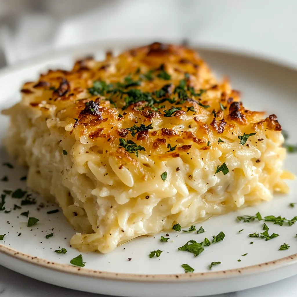 Creamy Cottage Cheese Baked Orzo with Roasted Garlic | Easy Comfort Food Recipe