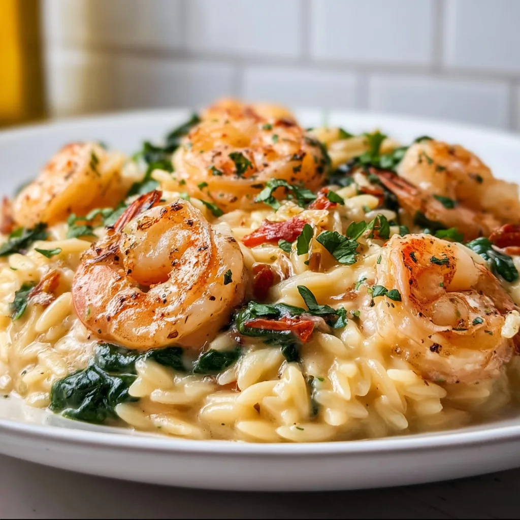 Creamy Garlic Orzo Tuscan Shrimp Recipe | Easy &amp; Delicious Dinner Ideas