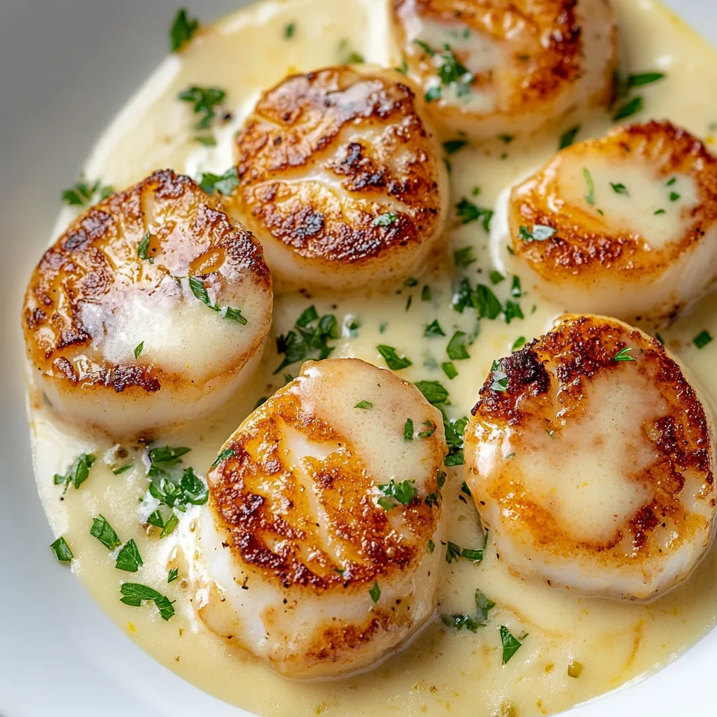 Creamy Lemon Garlic Pan-Seared Scallops Recipe | Easy Seafood Dinner