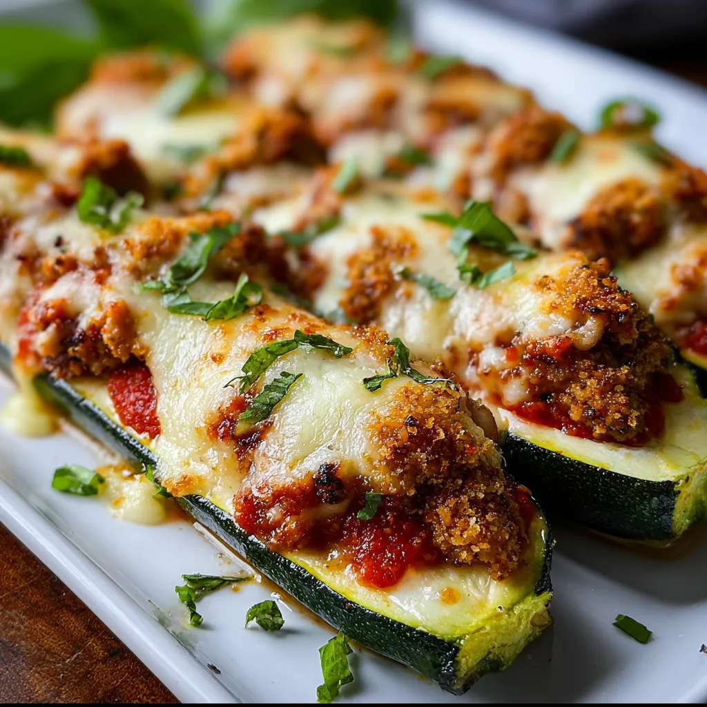 Crispy Chicken Parmesan Zucchini Boats | Healthy Low-Carb Dinner Recipe