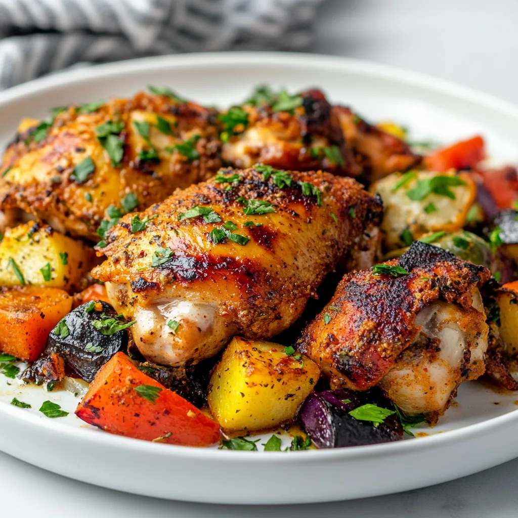 Crockpot Greek Yogurt Tandoori Chicken Thighs with Vegetables | Easy Slow Cooker Recipe