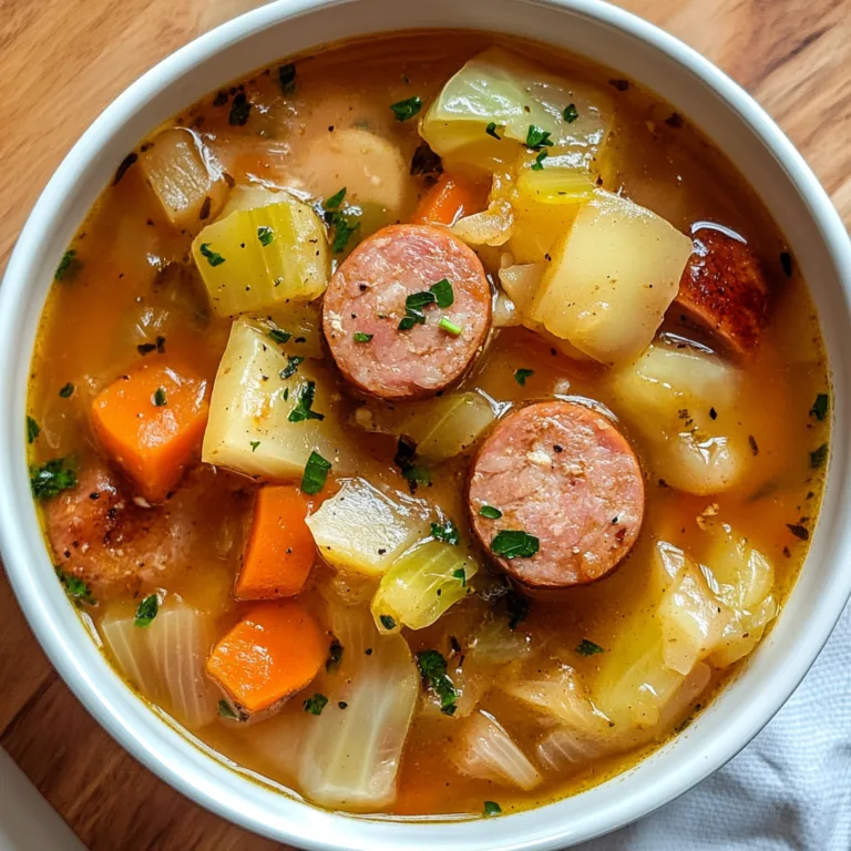 Crockpot Kielbasa & Cabbage Soup Recipe with Tangy Apple Cider Vinegar | Easy Slow Cooker Meal