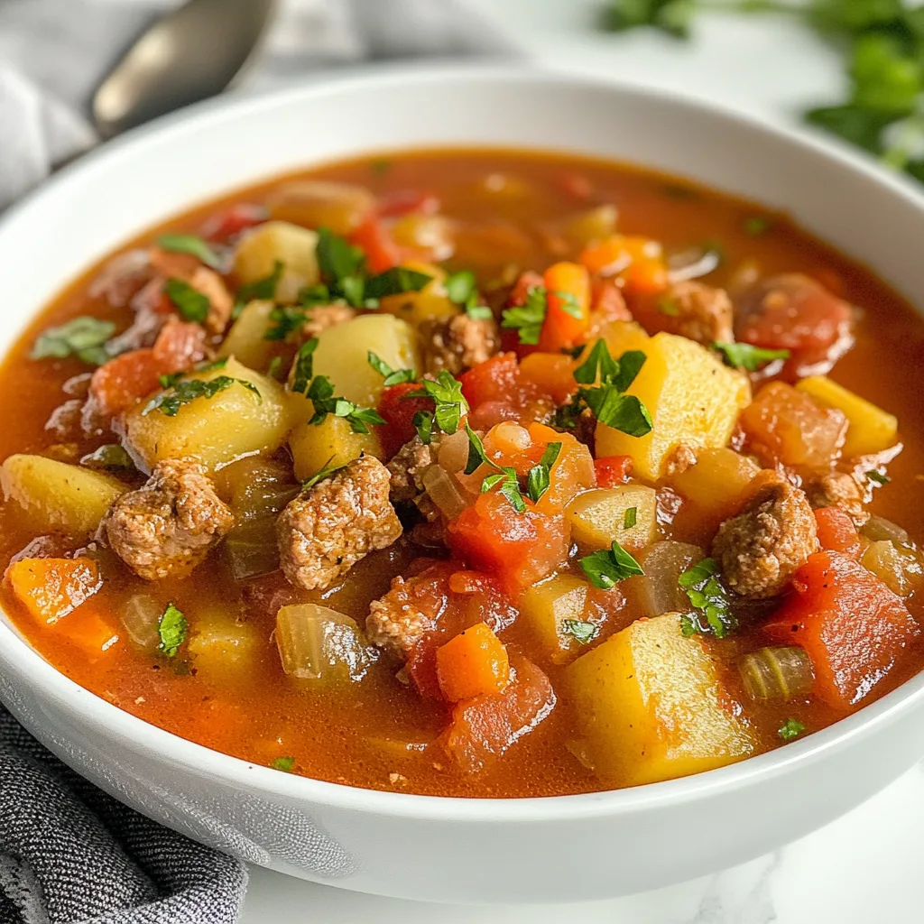 Hearty Crockpot Swamp Soup Recipe | Sausage, Potato &amp; Vegetable Medley