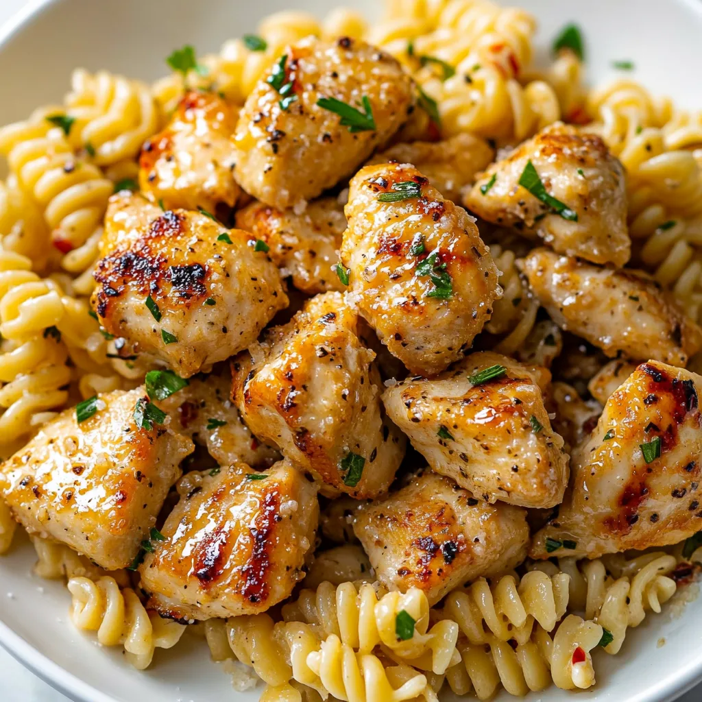Garlic Parmesan Chicken Bites with Creamy Rotini