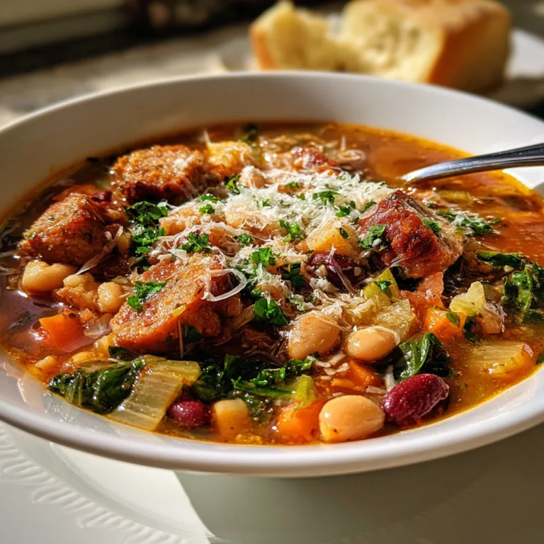 Hearty 13-Bean Slow Cooker Minestrone with Sausage | Easy, Flavorful Soup Recipe