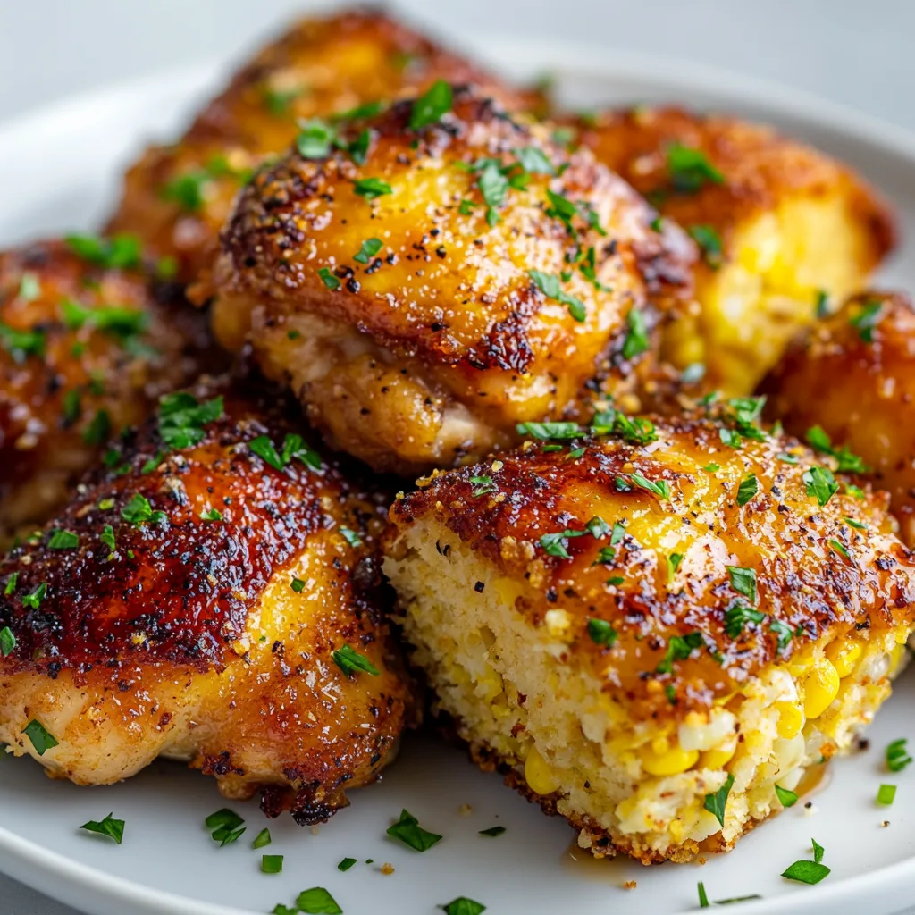 Crispy Hot Honey Chicken Thighs with Sweet Cornbread Recipe
