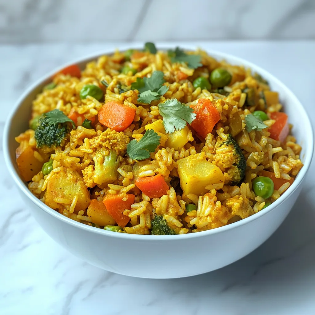 Indian Curry Vegetable Rice Bowl with Creamy Curry Yogurt Sauce | Healthy &amp; Flavorful Meal