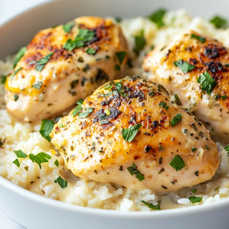 One-Pan Creamy Garlic Butter Chicken and Rice Recipe – Easy &amp; Delicious Meal