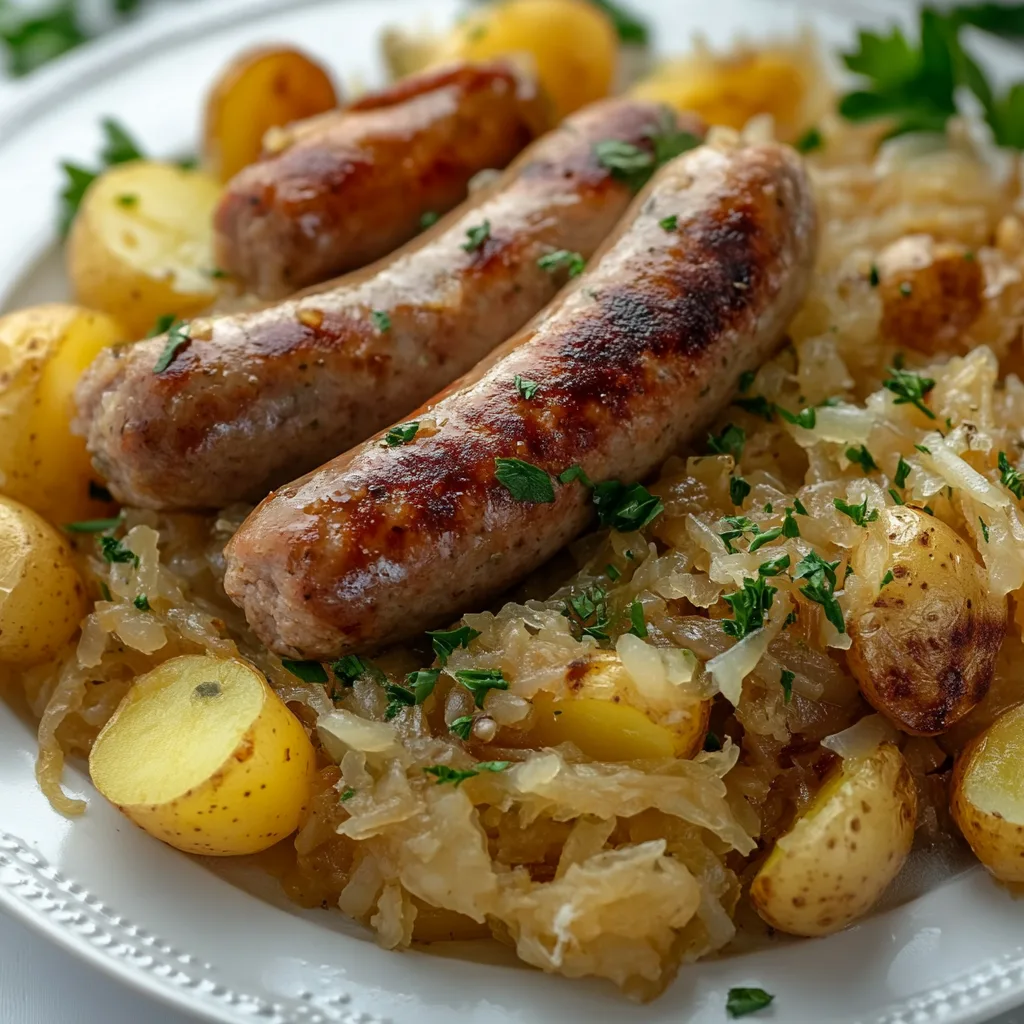 Traditional Polish Sausage with Sauerkraut and Potatoes Recipe | Authentic Polish Dish