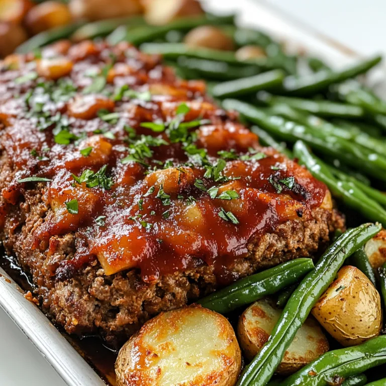Sheet Pan Meatloaf Dinner with Roasted Green Beans and Potatoes | Easy One-Pan Recipe