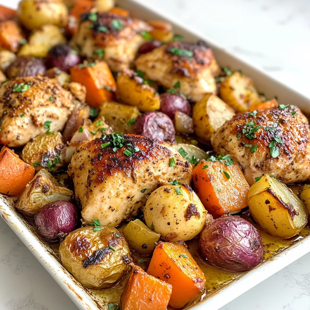 Sheet Pan Miso Honey Garlic Chicken with Roasted Root Vegetables Recipe