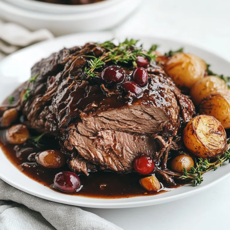 Slow-Braised Beef Roast with Cranberry Balsamic Glaze | Tender, Flavorful Recipe