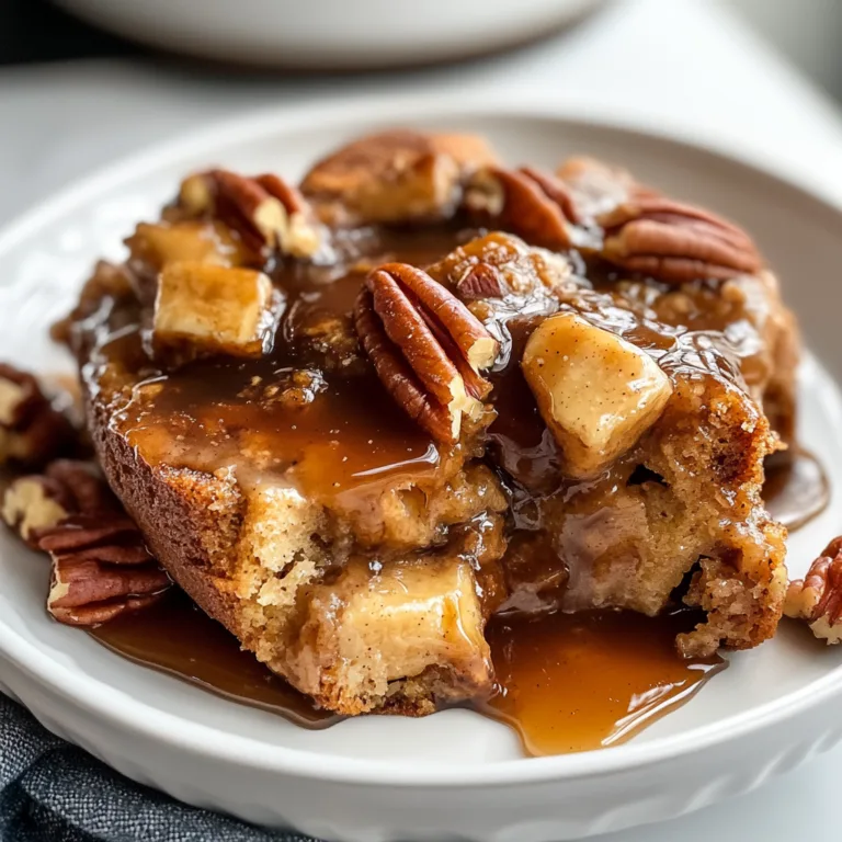 Slow Cooker Banana Bread Pudding with Caramel Drizzle &amp; Crunchy Pecans Recipe