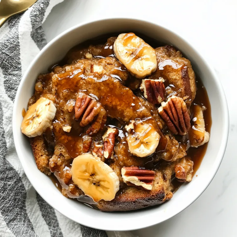 Slow Cooker Banana Bread Pudding with Caramel Drizzle & Crunchy Pecans Recipe