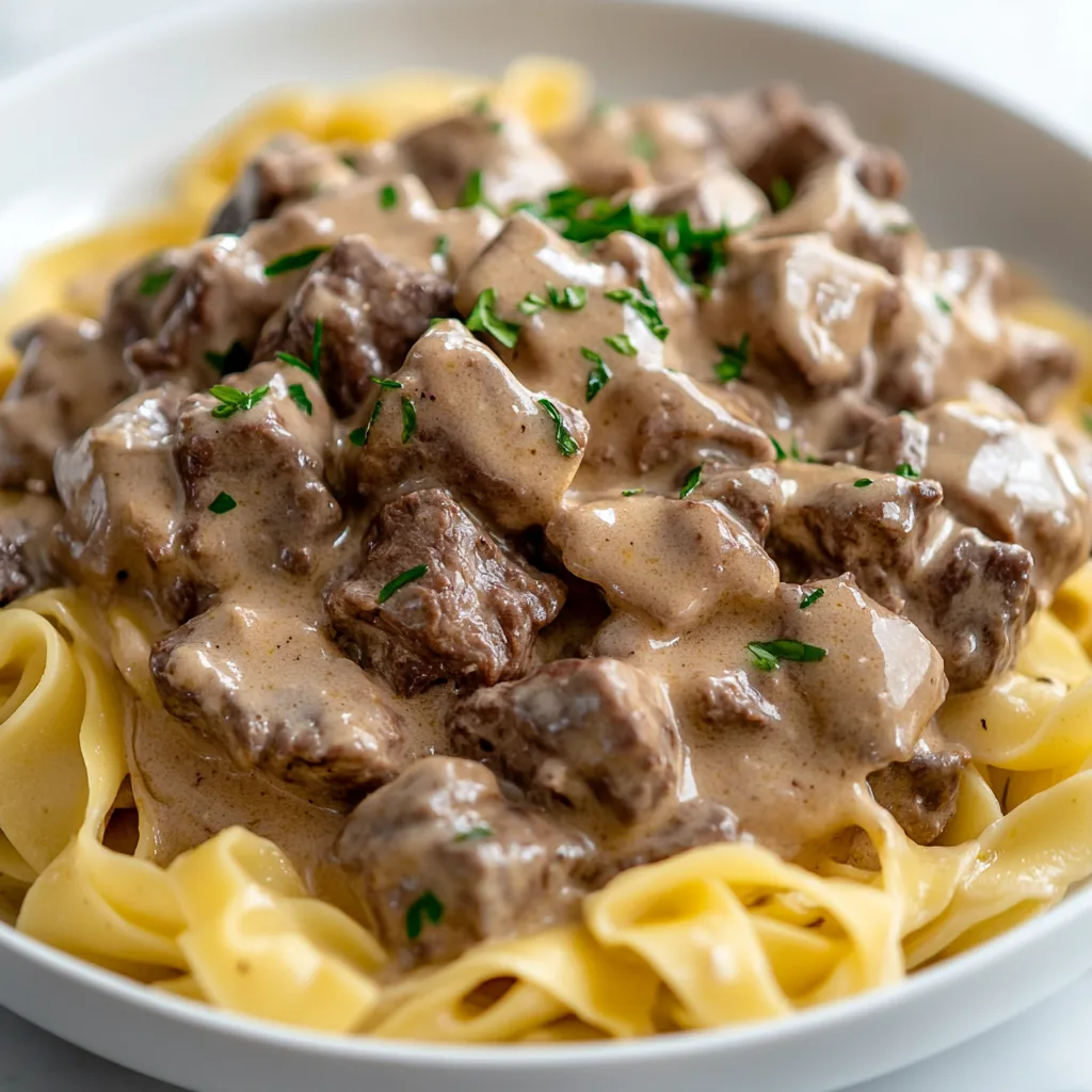 Slow Cooker Beef Stroganoff Recipe with Tender Egg Noodles – Easy &amp; Delicious
