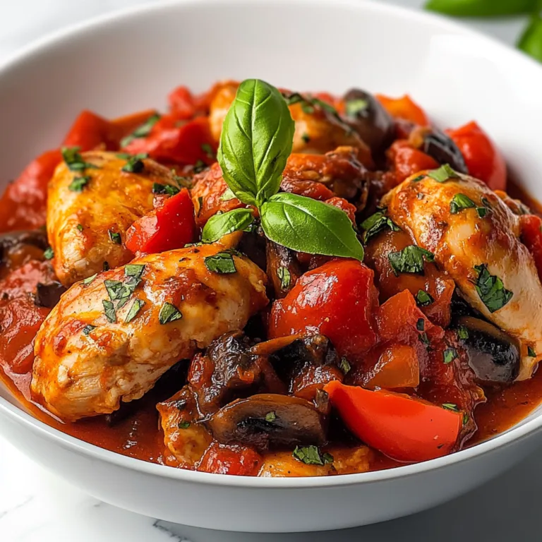 Slow Cooker Chicken Cacciatore Recipe with Bell Peppers, Mushrooms &amp; Tomatoes