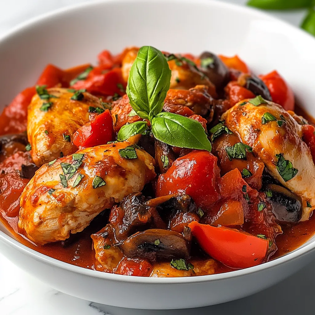 Slow Cooker Chicken Cacciatore Recipe with Bell Peppers, Mushrooms &amp; Tomatoes
