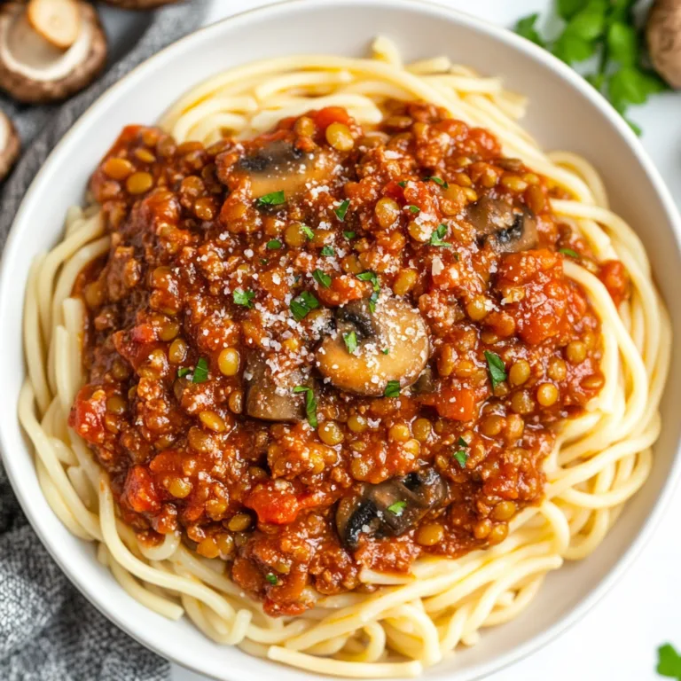 Slow Cooker Lentil & Mushroom Bolognese Recipe | Hearty & Healthy Dinner