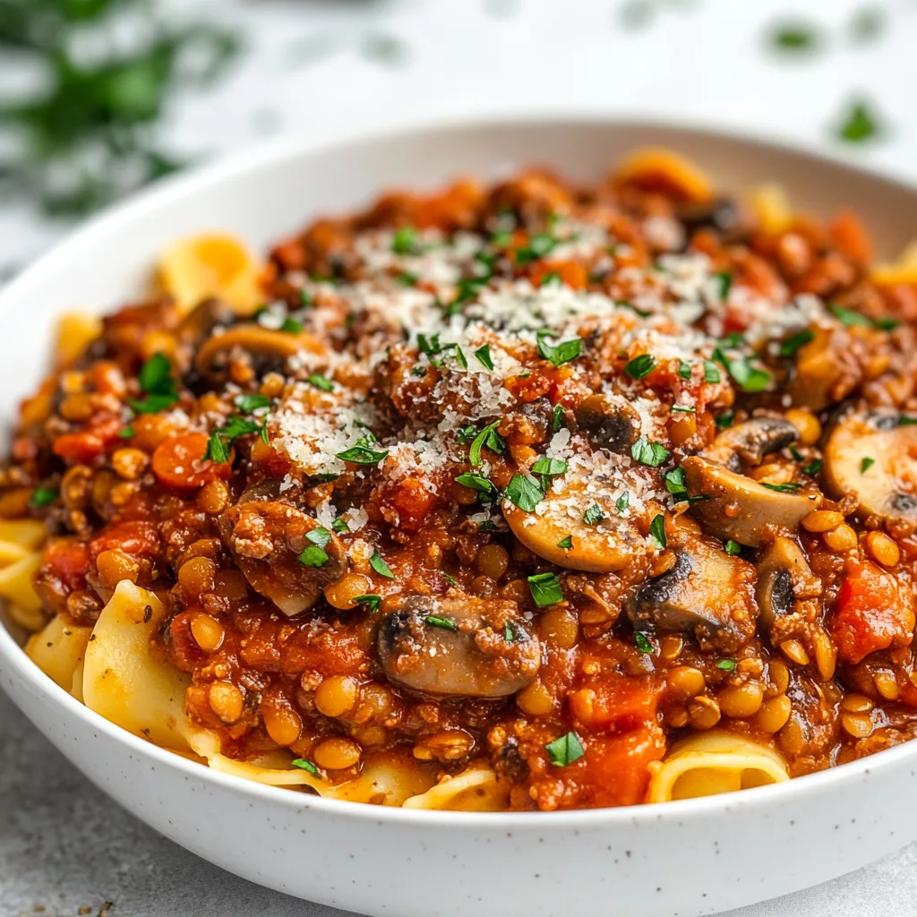 Slow Cooker Lentil &amp; Mushroom Bolognese Recipe | Hearty &amp; Healthy Dinner
