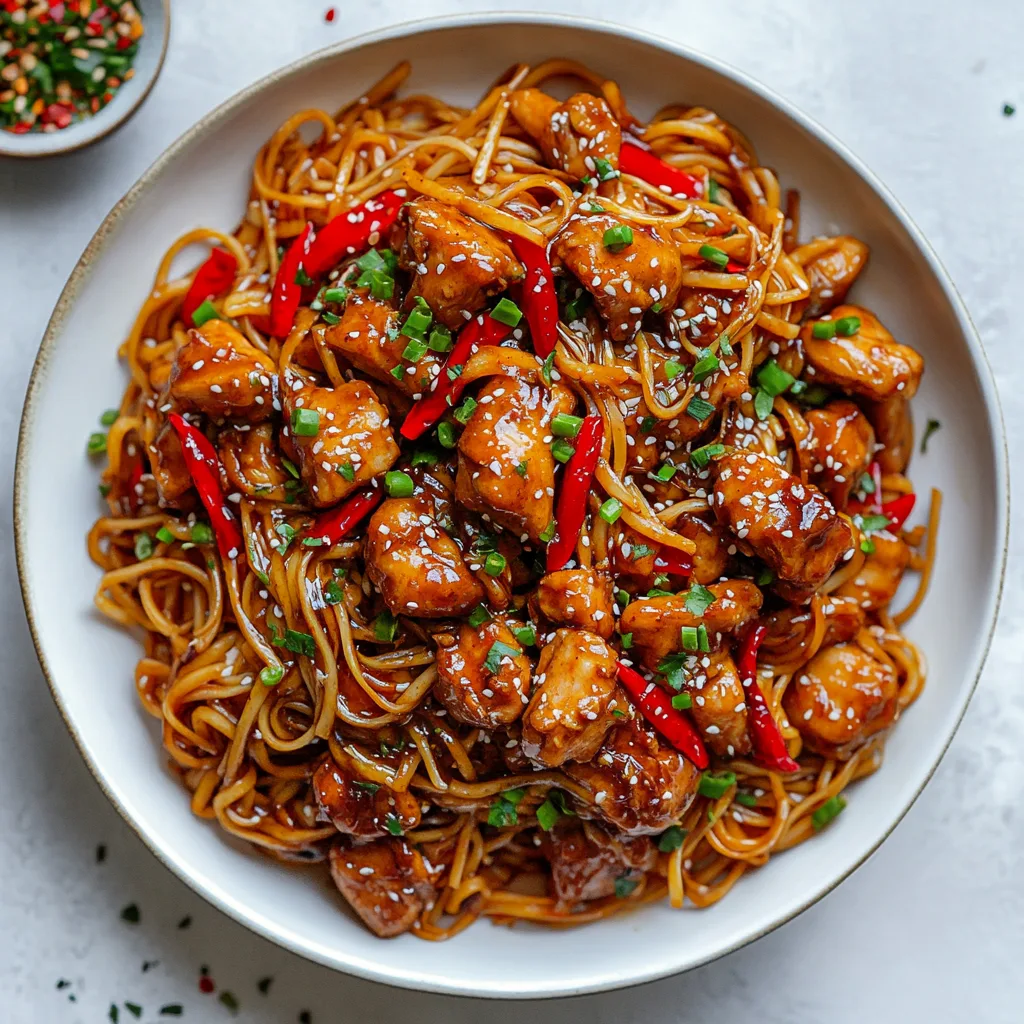 Sticky Garlic Chicken Noodles