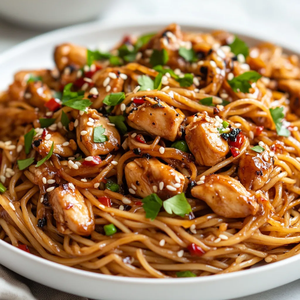Sticky Garlic Chicken Noodles Recipe | Easy &amp; Flavorful Dinner Idea