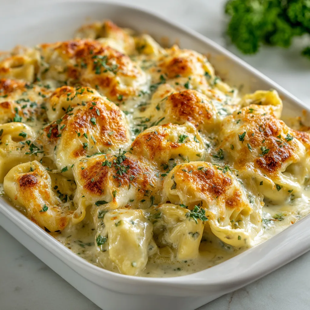 Delicious Alfredo Tortellini Bake Recipe | Creamy &amp; Easy Pasta Casserole