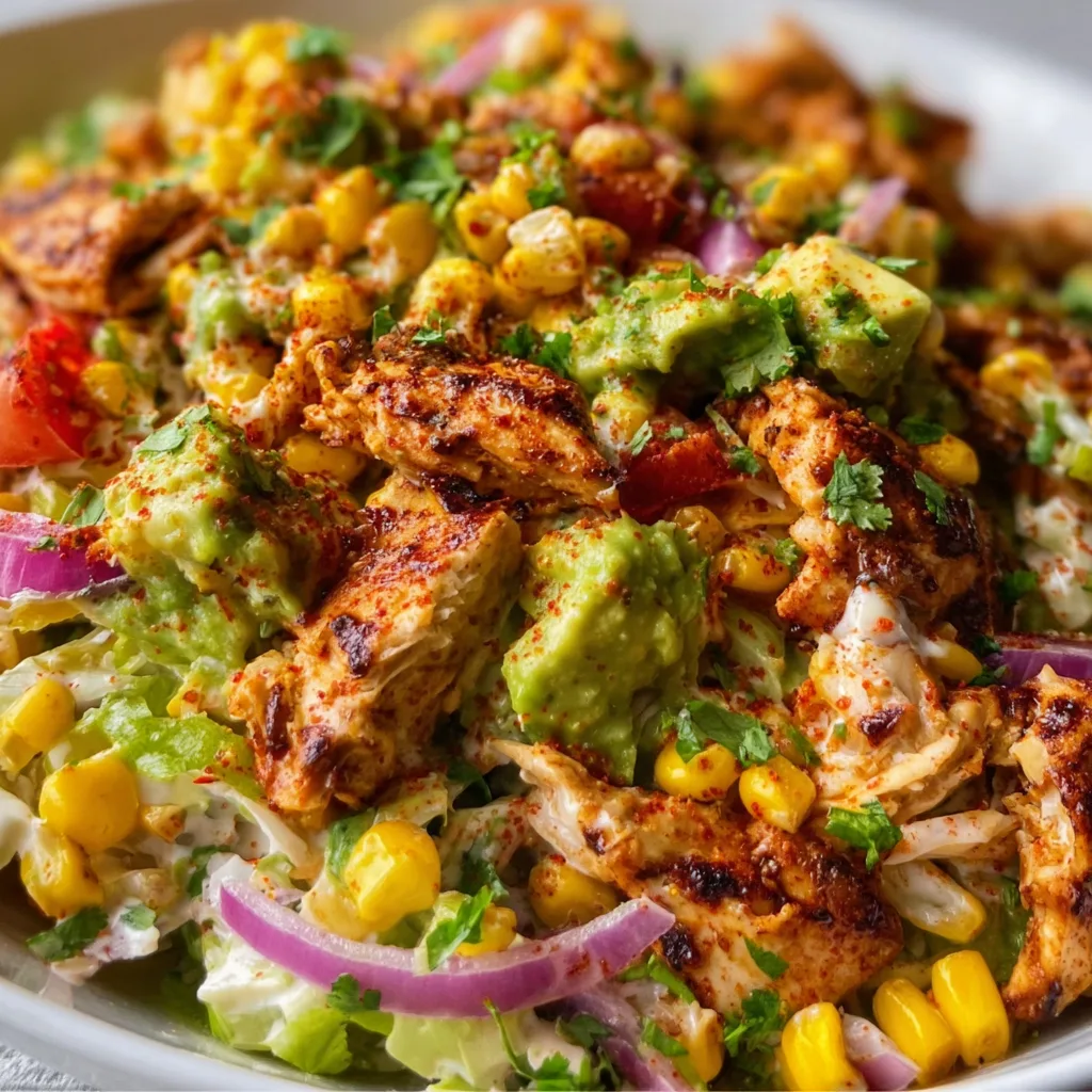 BBQ Chicken Salad with Avocado &amp; Corn | Healthy &amp; Flavorful Recipe