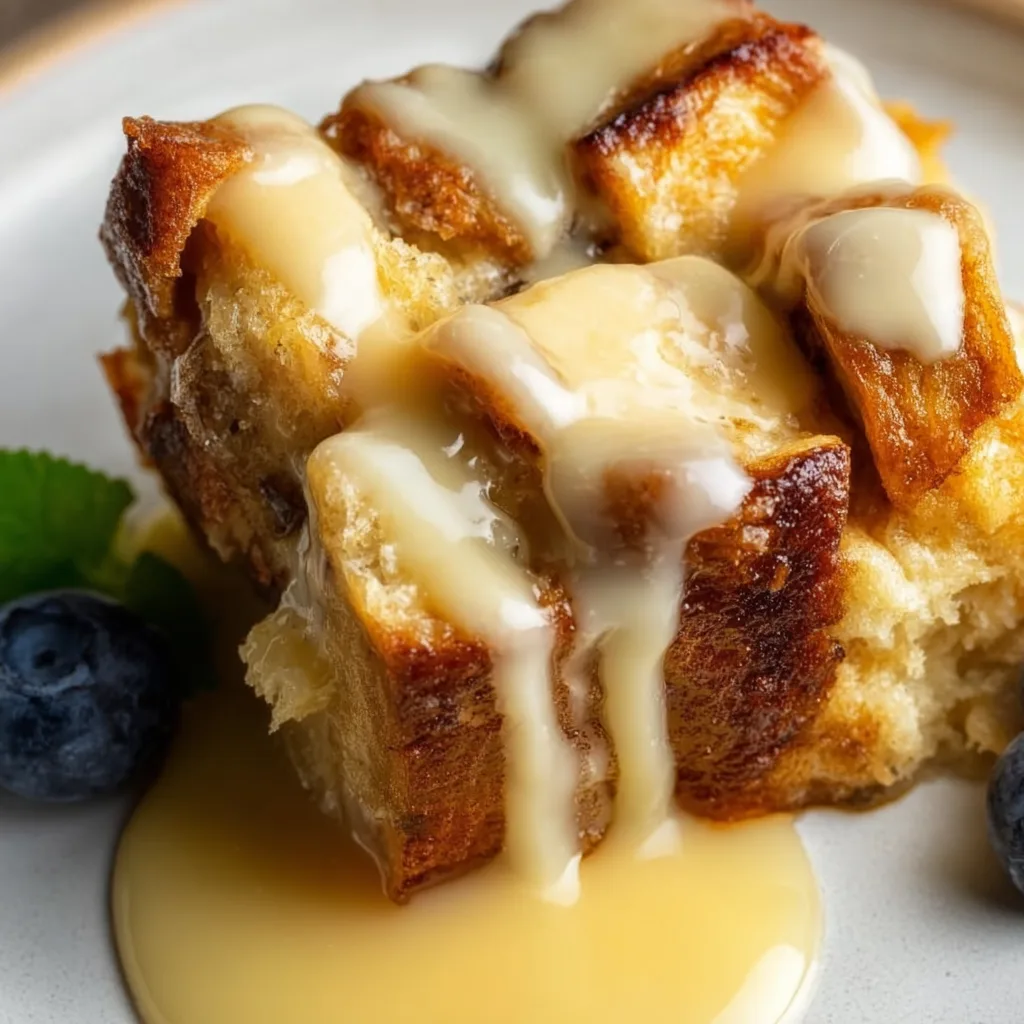 Delicious Bread Pudding with Creamy Vanilla Sauce Recipe | Easy &amp; Homemade
