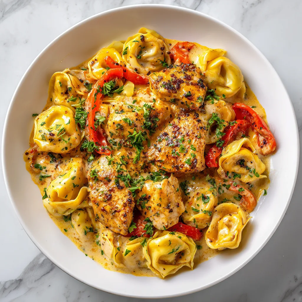 Cajun Chicken Tortellini with Garlic Sauce