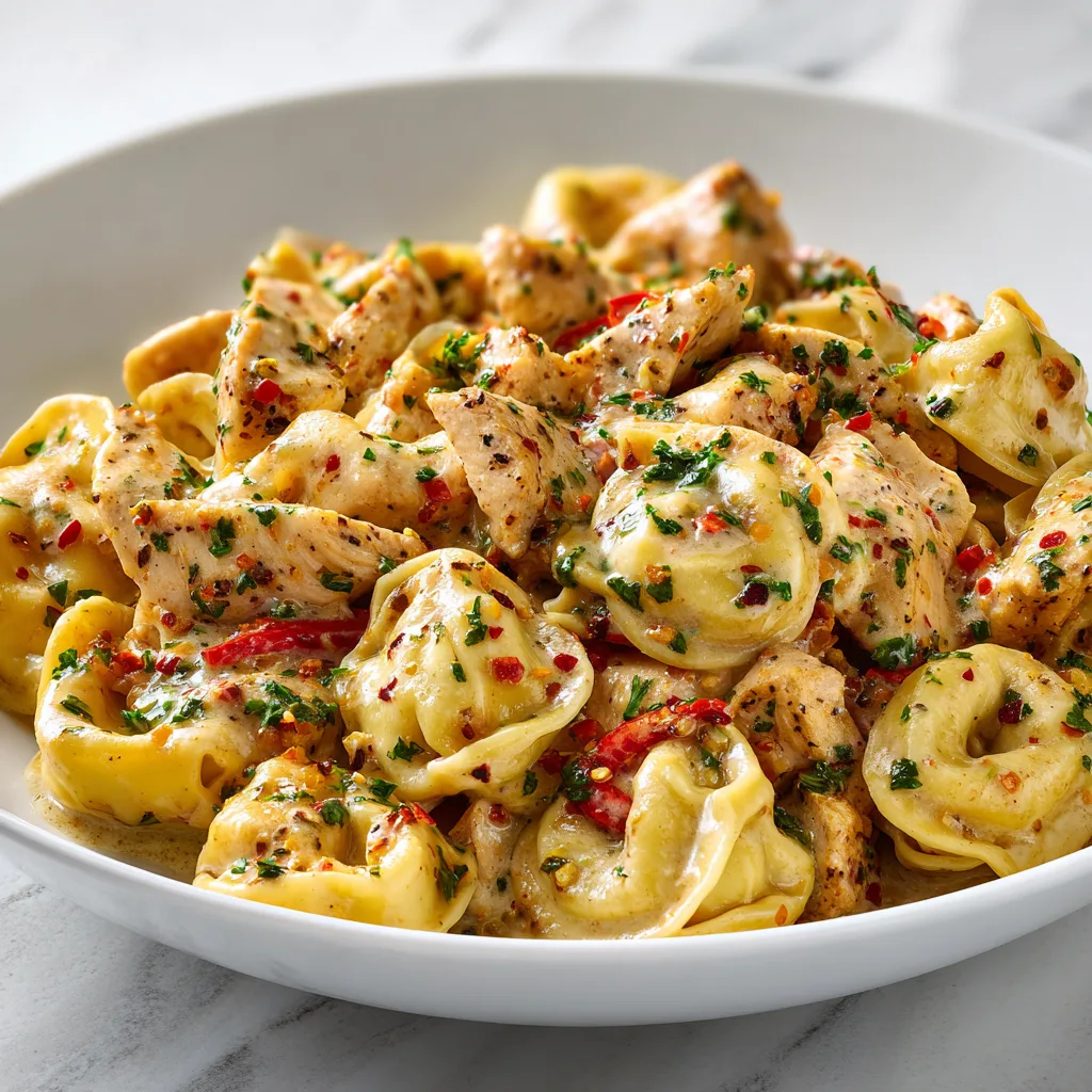 Cajun Chicken Tortellini with Garlic Sauce | Spicy &amp; Creamy Pasta Recipe