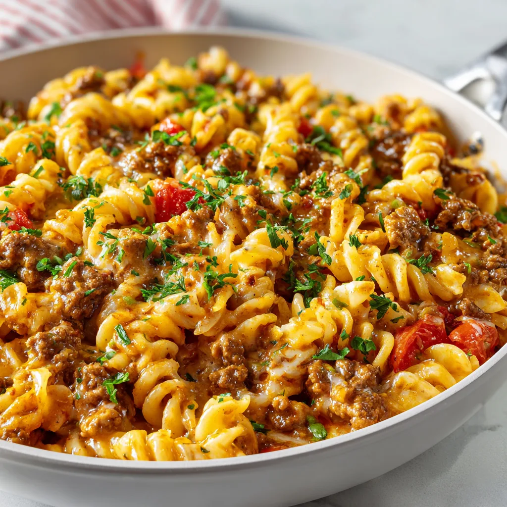 Cheeseburger Pasta Skillet Recipe | Easy &amp; Delicious One-Pot Meal