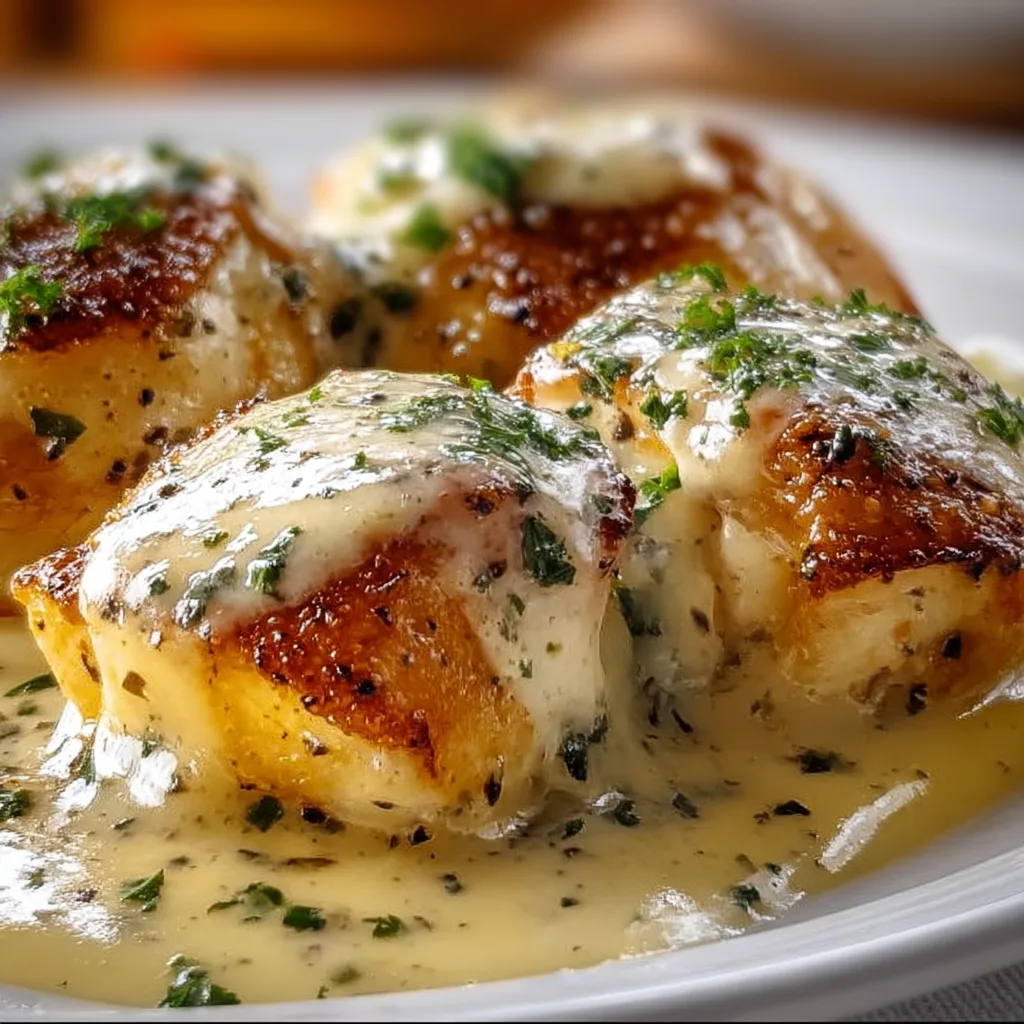 Delicious Chicken Pillows with Garlic Parmesan Sauce | Easy Recipe