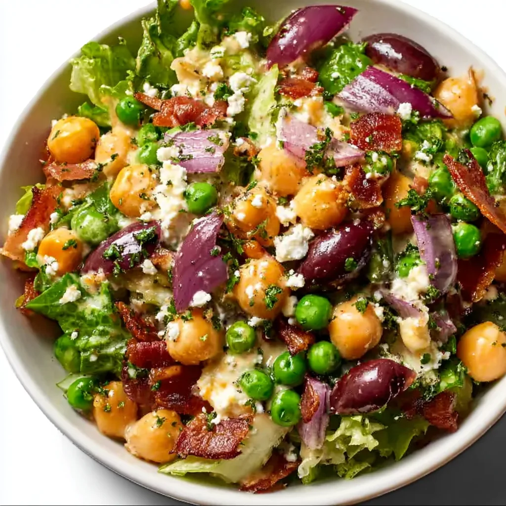 Classic Divorce Salad Recipe | Crisp Lettuce, Bacon, Peas &amp; Creamy Dressing