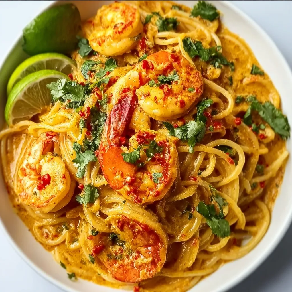 Creamy Coconut Curry Prawn Spaghetti Recipe | Easy &amp; Delicious Seafood Pasta