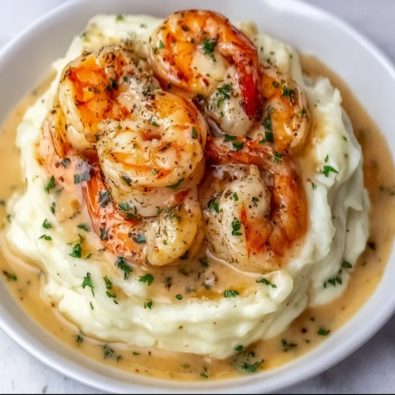 Creamy Garlic Shrimp Over Mashed Potatoes | Easy Delicious Seafood Dinner Recipe