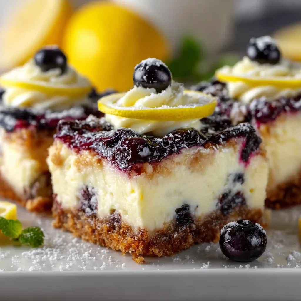 Creamy Lemon Blueberry Cheesecake Bars Recipe – Easy &amp; Delicious Dessert