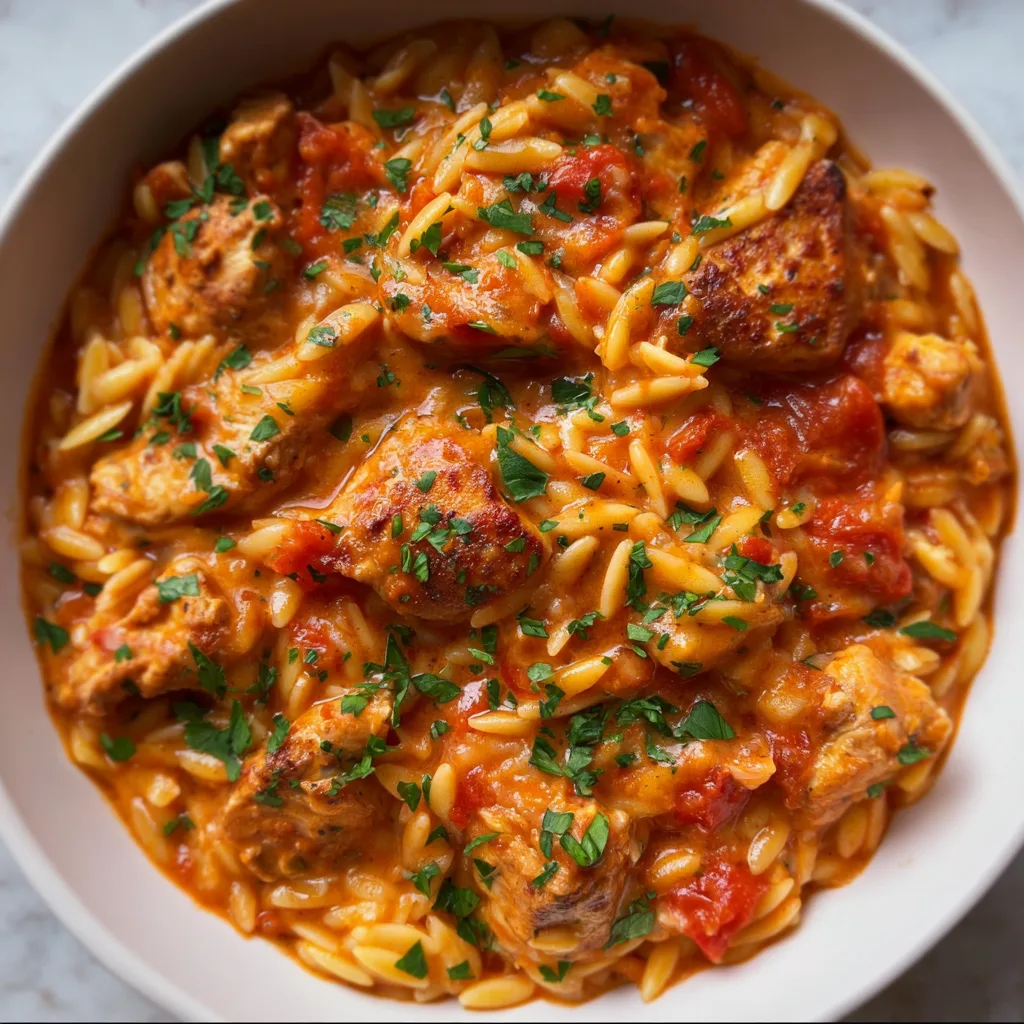 Creamy Tomato Orzo with Chicken