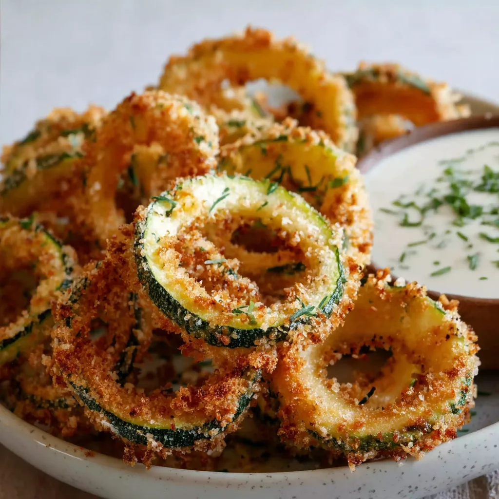 Crispy Zucchini Rings with Creamy Dip Recipe – Easy &amp; Delicious Snack